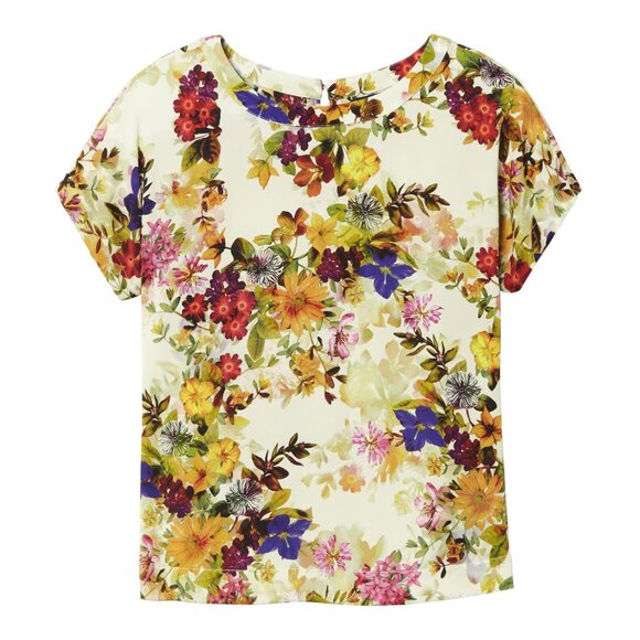 Banana Republic Machine Washable Stretch Silk Floral Crew - Picture 2 of 13